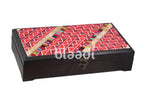 Large Palestinian Embroidered Black Wooden Box With Stones