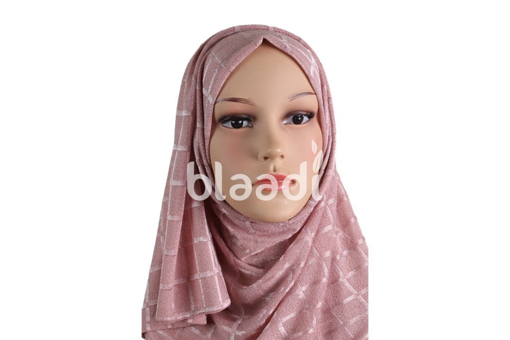 Light Gray Red Sparkly Lycra Hijab