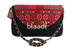 One Sided Palestinian Embroidered Black Fabric Clutch Bag