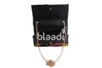 Palestinian Embroidered Black Leather Clutch Bag