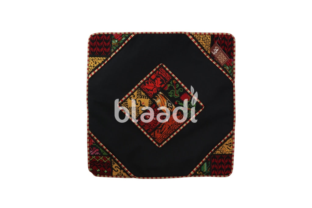Palestinian Embroidery (Black Canvas) Cushion 40 Cm *