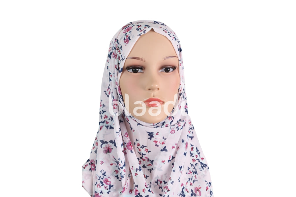 Pink And Navy Blue Rose Pattern Piano Hijab