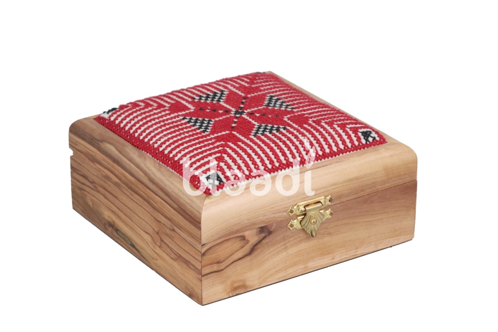 Small Palestinian Embroidered White Wood Gift Box