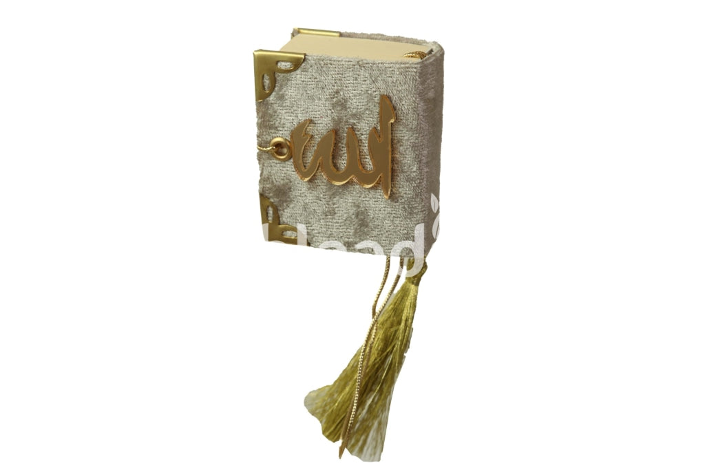 Quran Kareem Mini Size Light Gray Fabric Cover Gifts Souvenirs